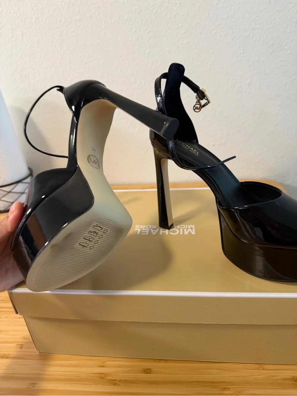 Michael Kors Black Patent Leather Strappy Heels